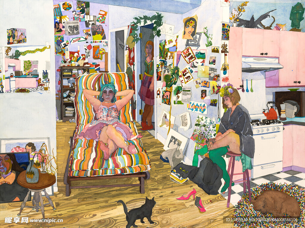 复古风家居场景与人物