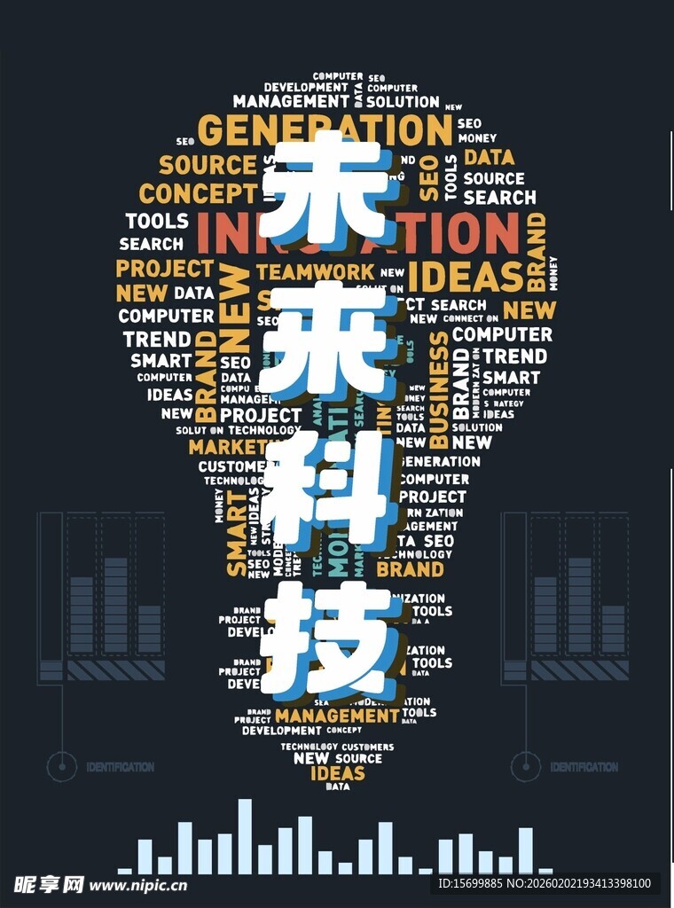 未来科技创意灯泡图案