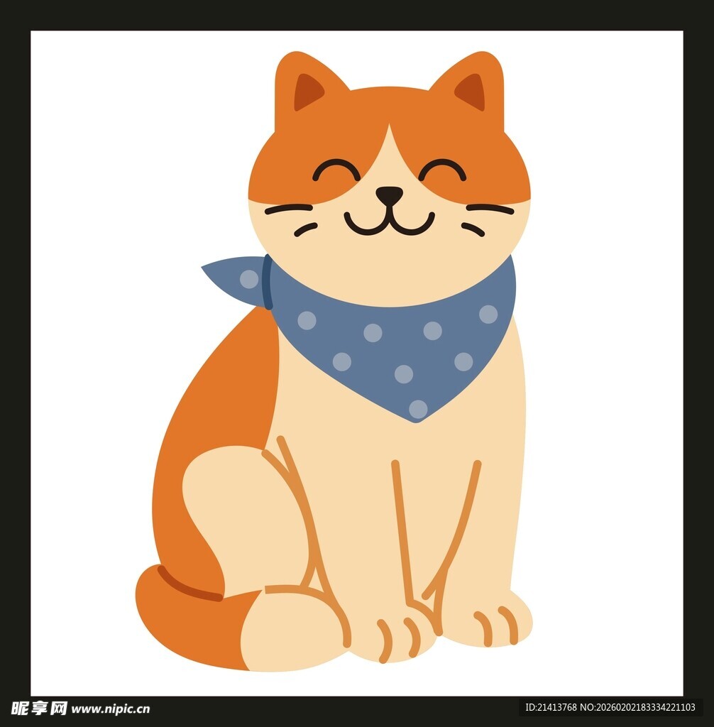 戴蓝围巾的可爱猫咪