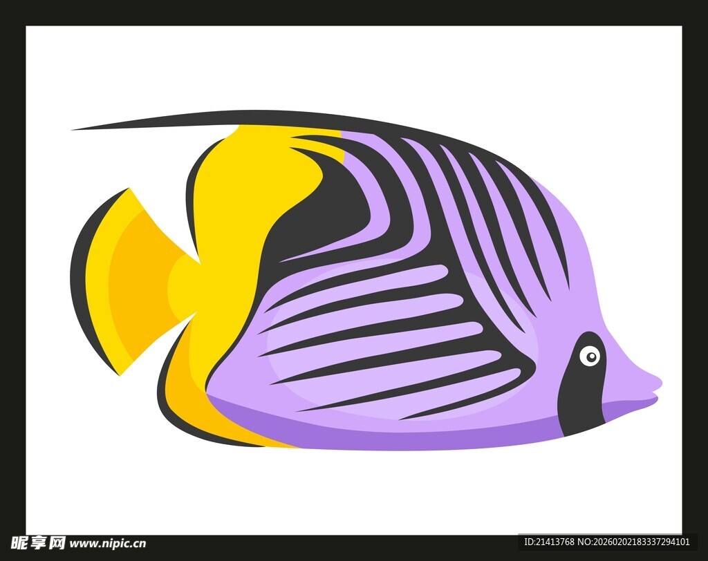 彩色条纹神仙鱼插画