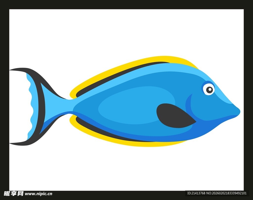 蓝色热带鱼插画