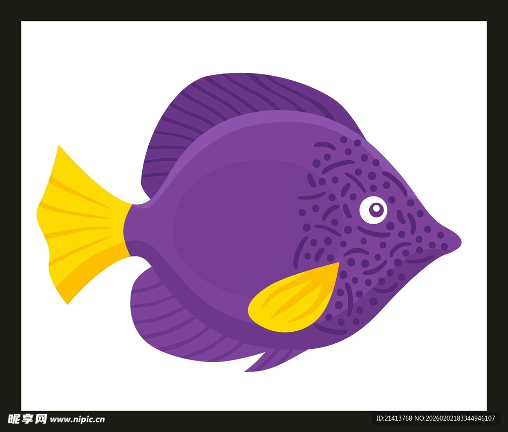 紫色黄鳍热带鱼插画