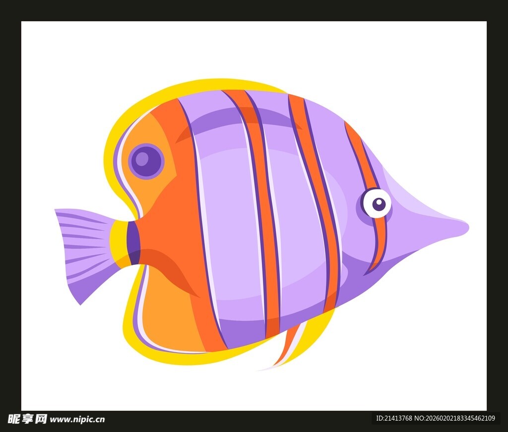 彩色条纹鱼插画