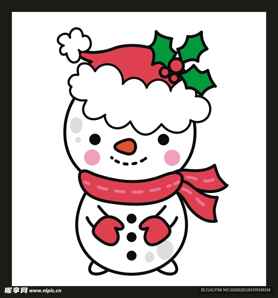 戴帽雪人卡通形象