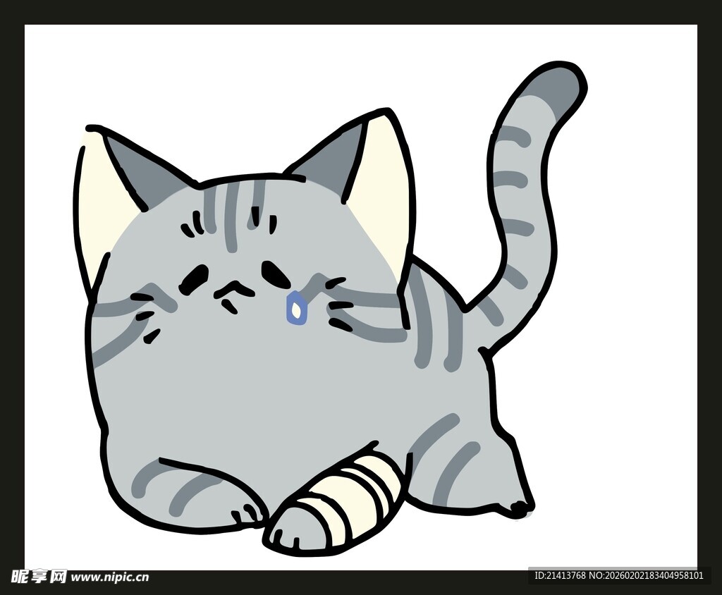 趴着的可爱灰条纹猫咪