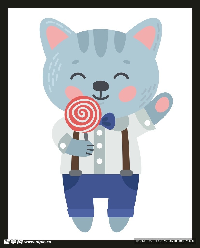 可爱猫咪手持棒棒糖