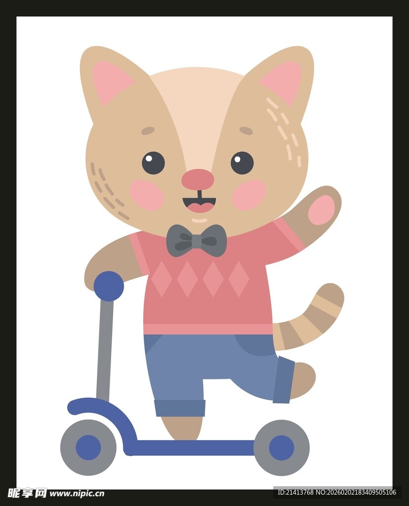 骑滑板车的可爱猫咪