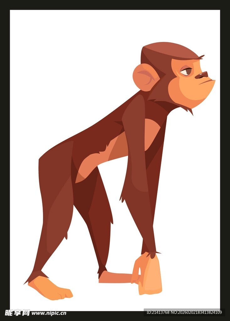 站立的卡通猴子形象