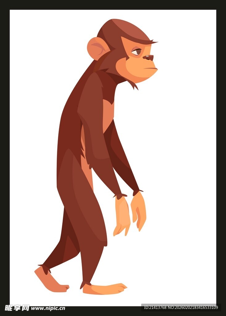 站立的拟人化猴子形象
