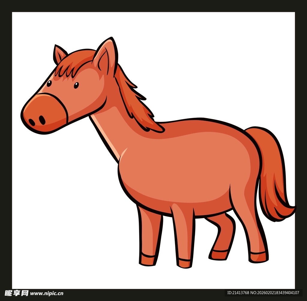 卡通风格的棕色小马