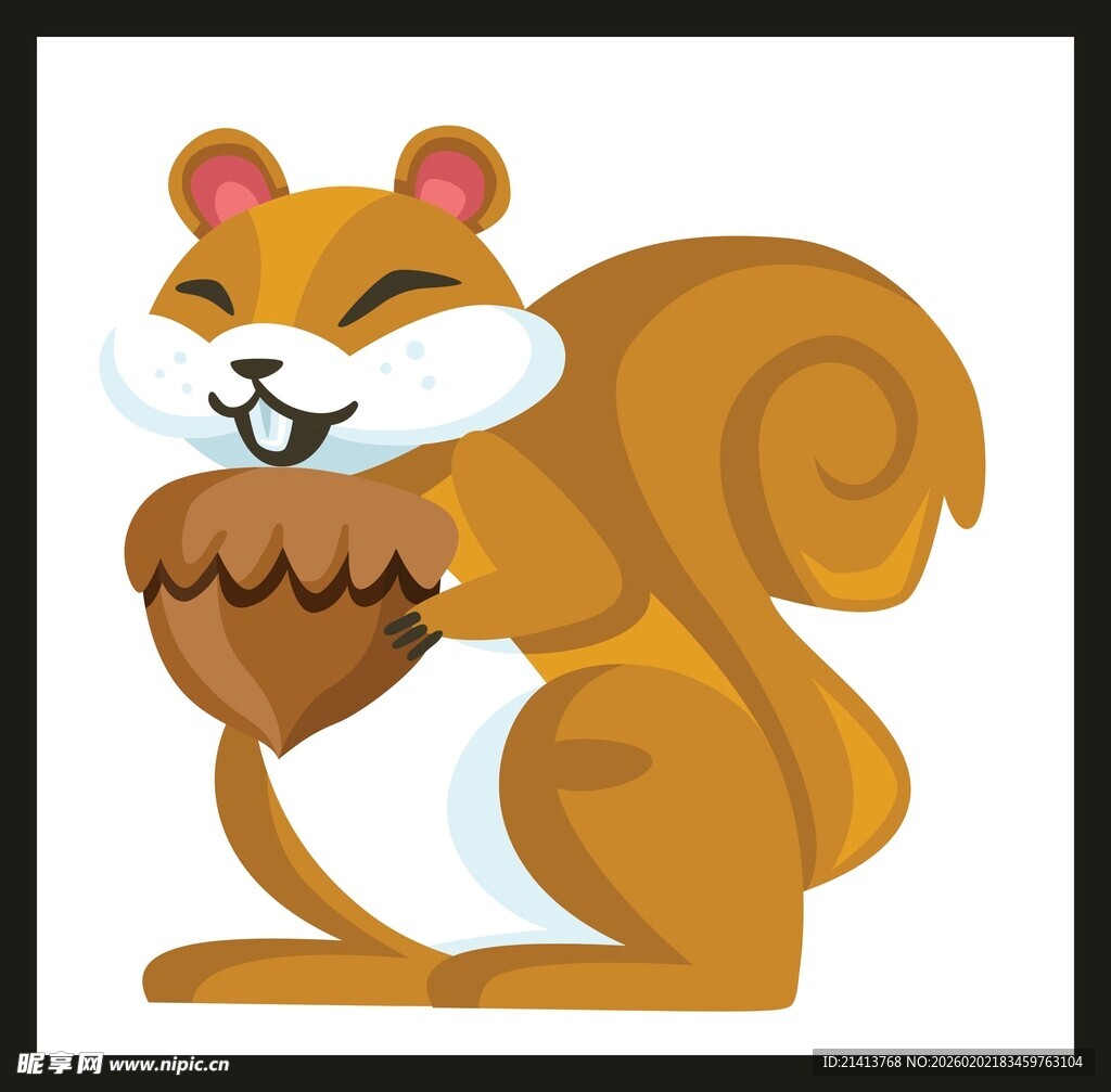 可爱松鼠抱坚果