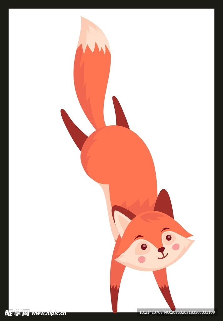 可爱狐狸做倒立姿势