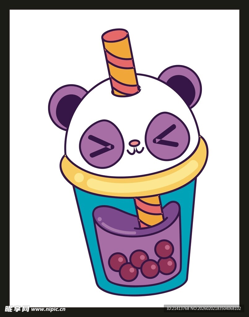 熊猫独角兽造型珍珠奶茶