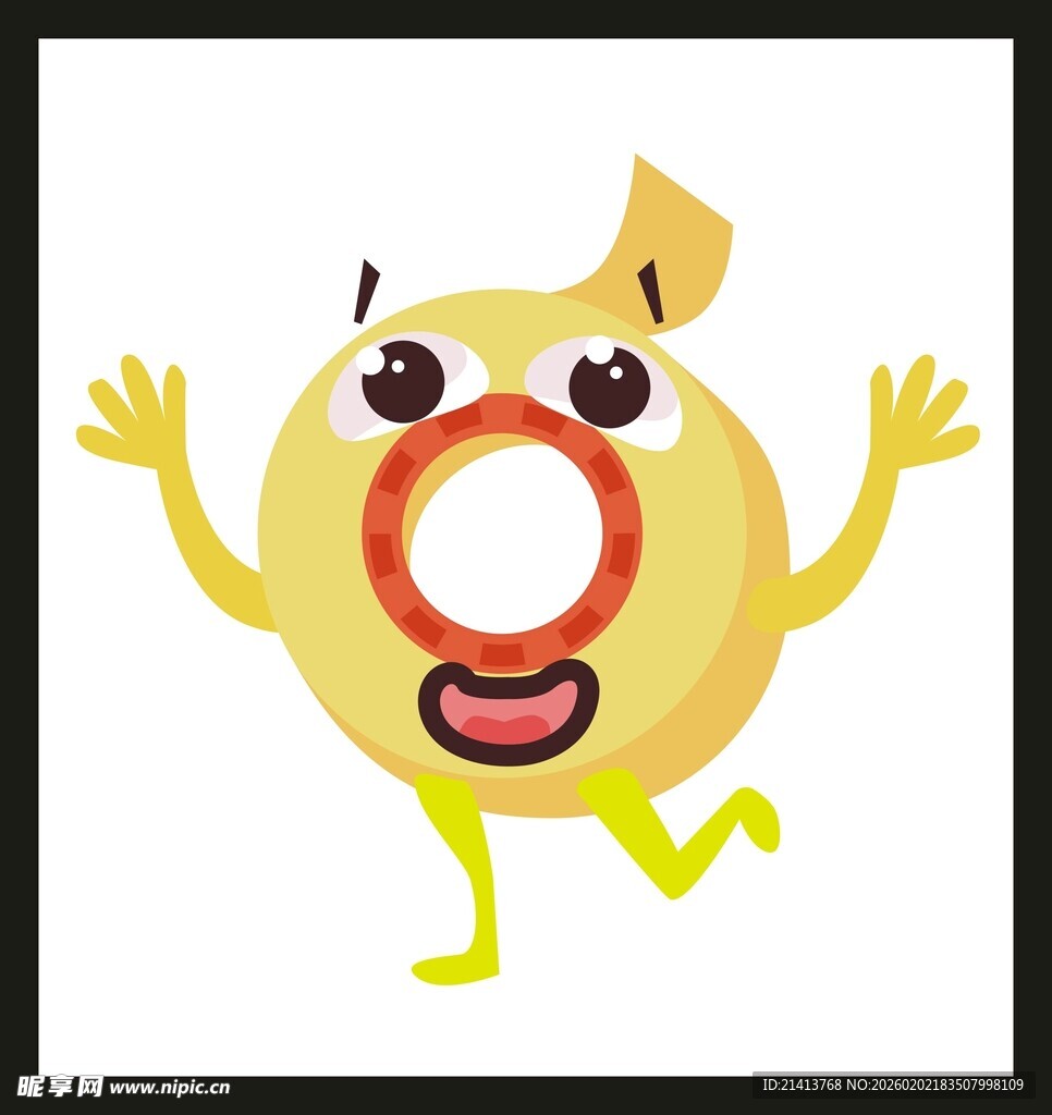 跳跃的卡通笑脸甜甜圈