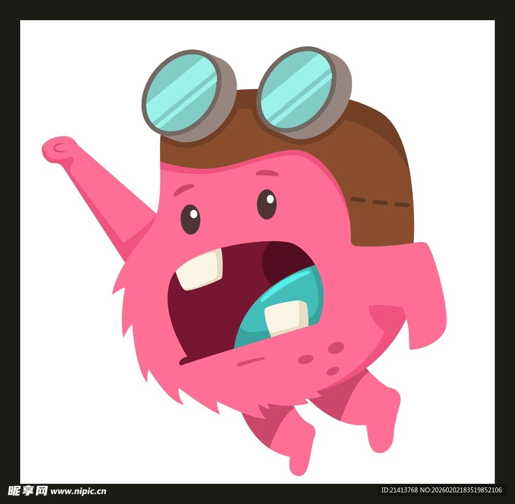 粉色搞怪小怪兽形象