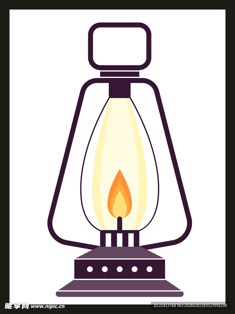 复古煤油灯插画