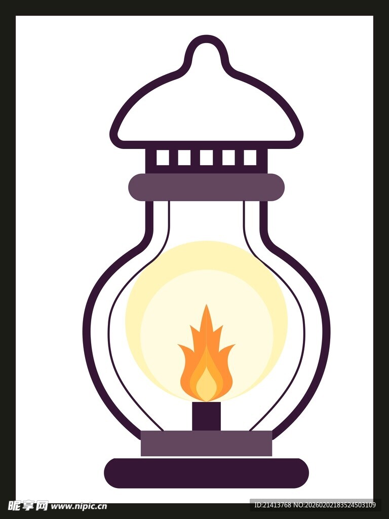 复古煤油灯插画