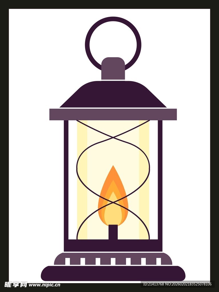 复古风提灯插画