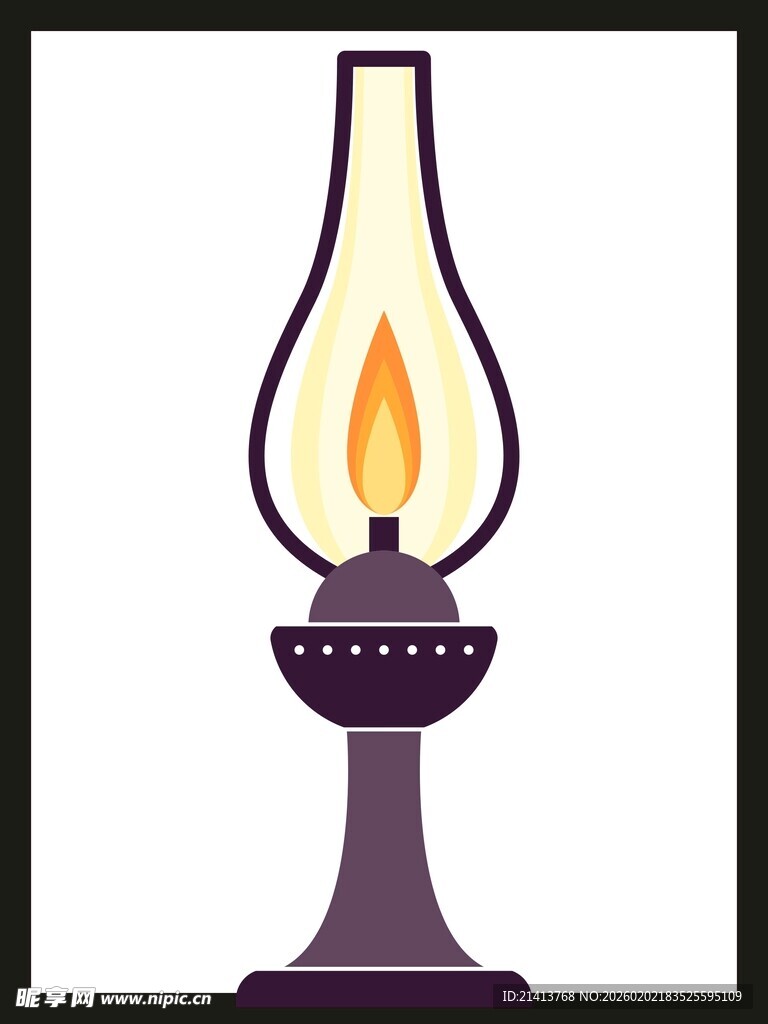 复古煤油灯插画