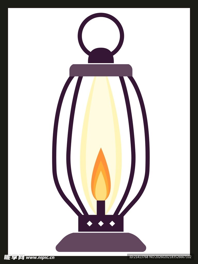 复古铁艺灯笼烛火摇曳