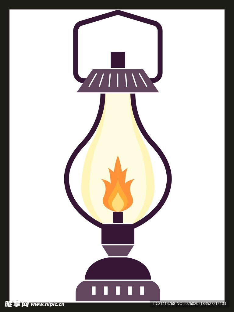 复古煤油灯插画