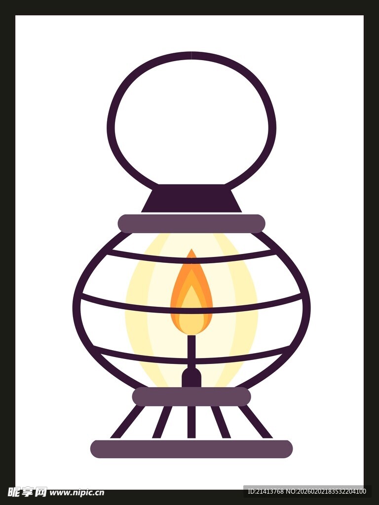 复古煤油灯插画