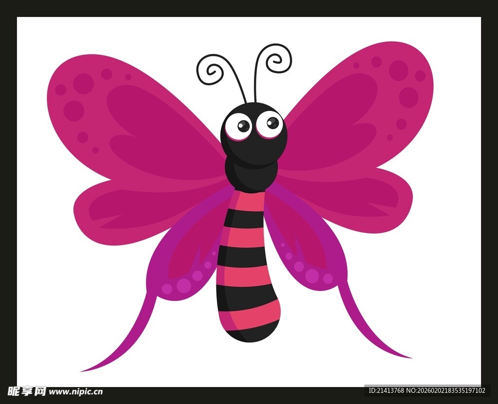 可爱粉色蝴蝶卡通形象