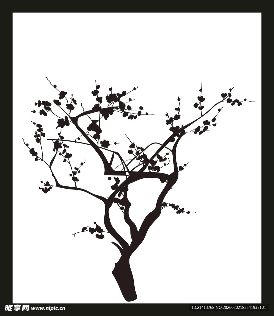 水墨风梅花枝干剪影
