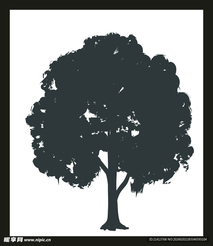 简约黑色树木剪影图案