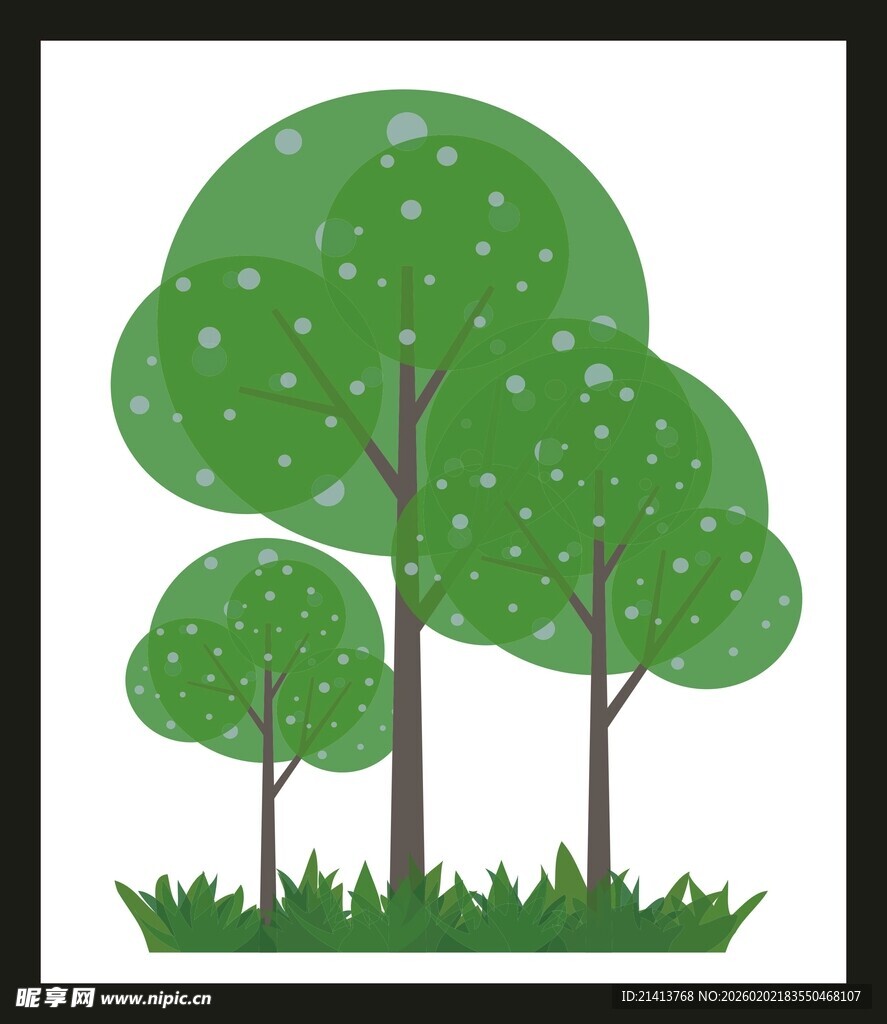 三棵绿树的简洁插画