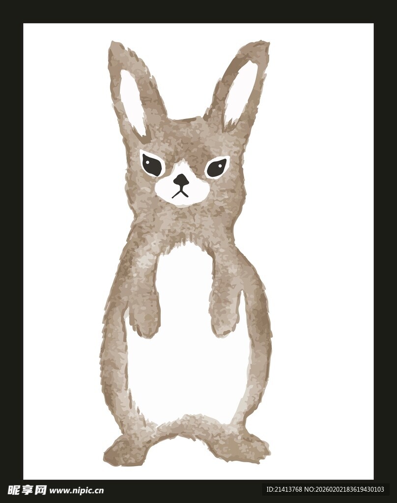 手绘站立小兔子插画