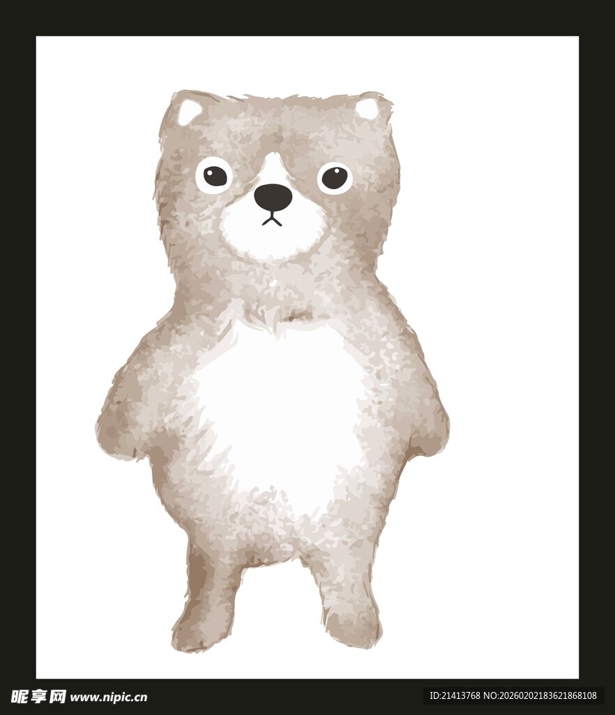 可爱站立小熊插画