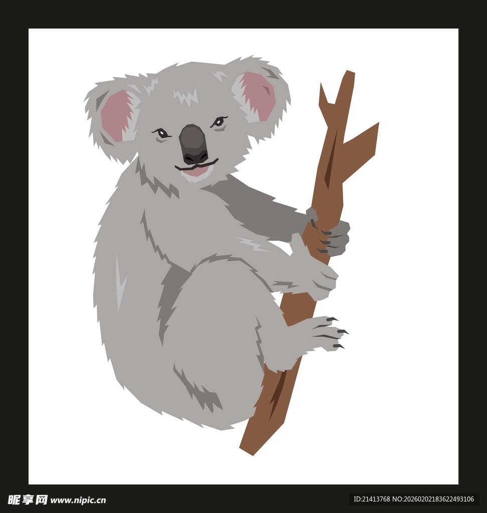 可爱考拉抱树枝