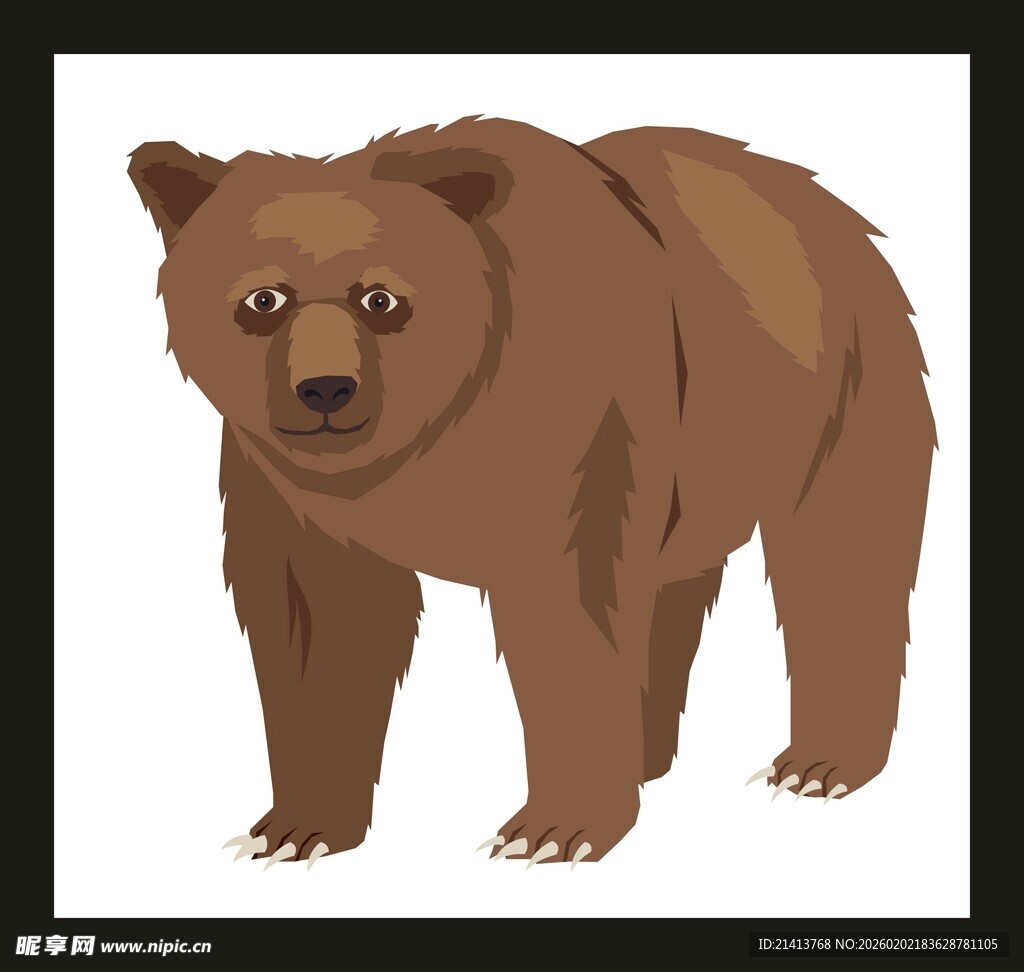 站立的棕色大熊插画