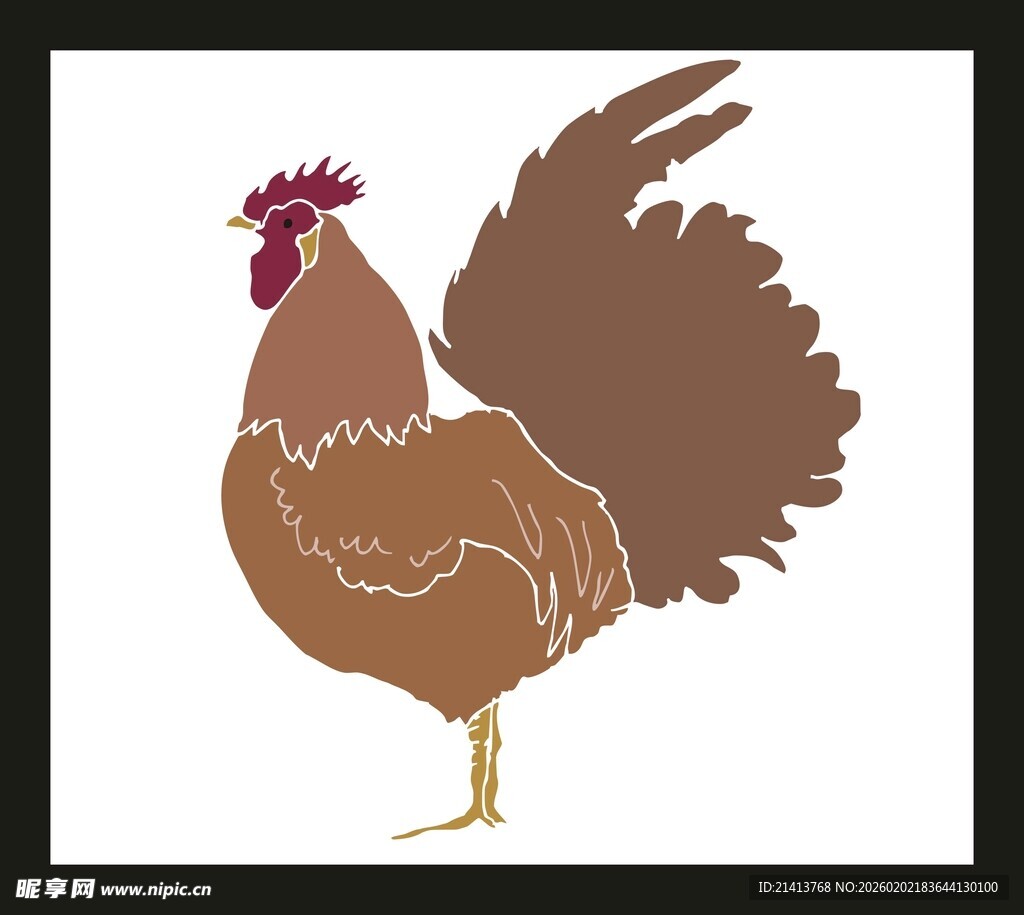 棕色公鸡图案