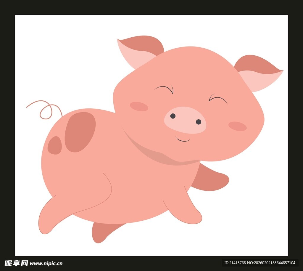 可爱粉色小猪卡通形象