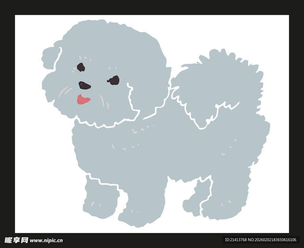 可爱卷毛小狗插画