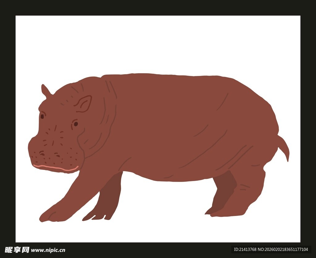 简约风格河马插画