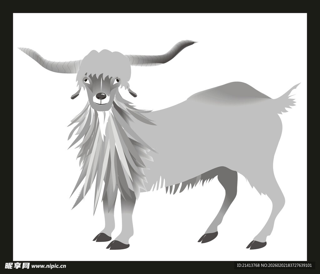 站立的长角山羊插画