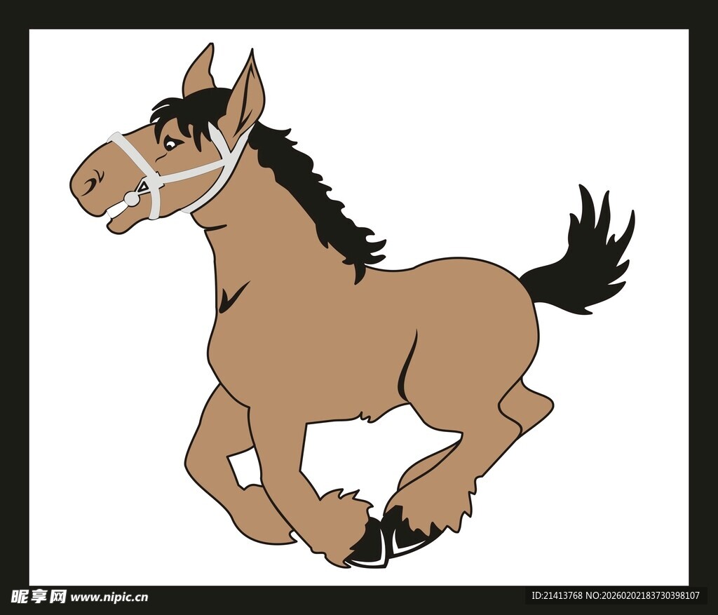 奔跑的棕色小马