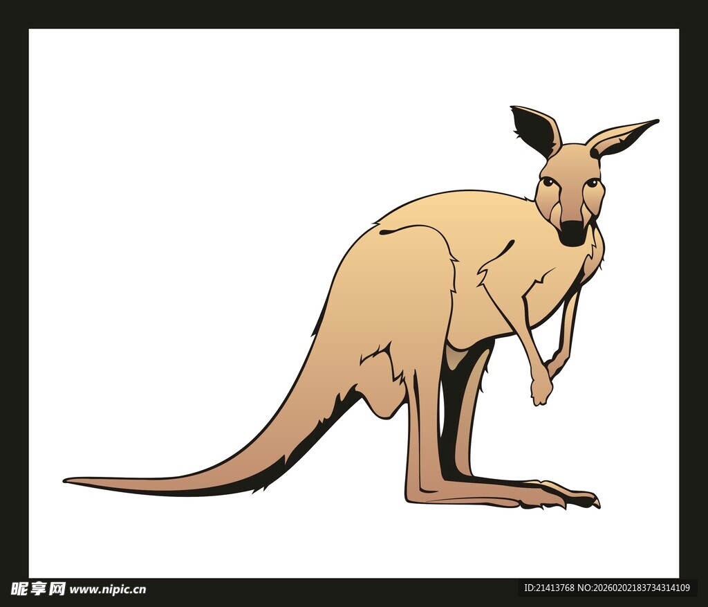 站立的卡通袋鼠形象