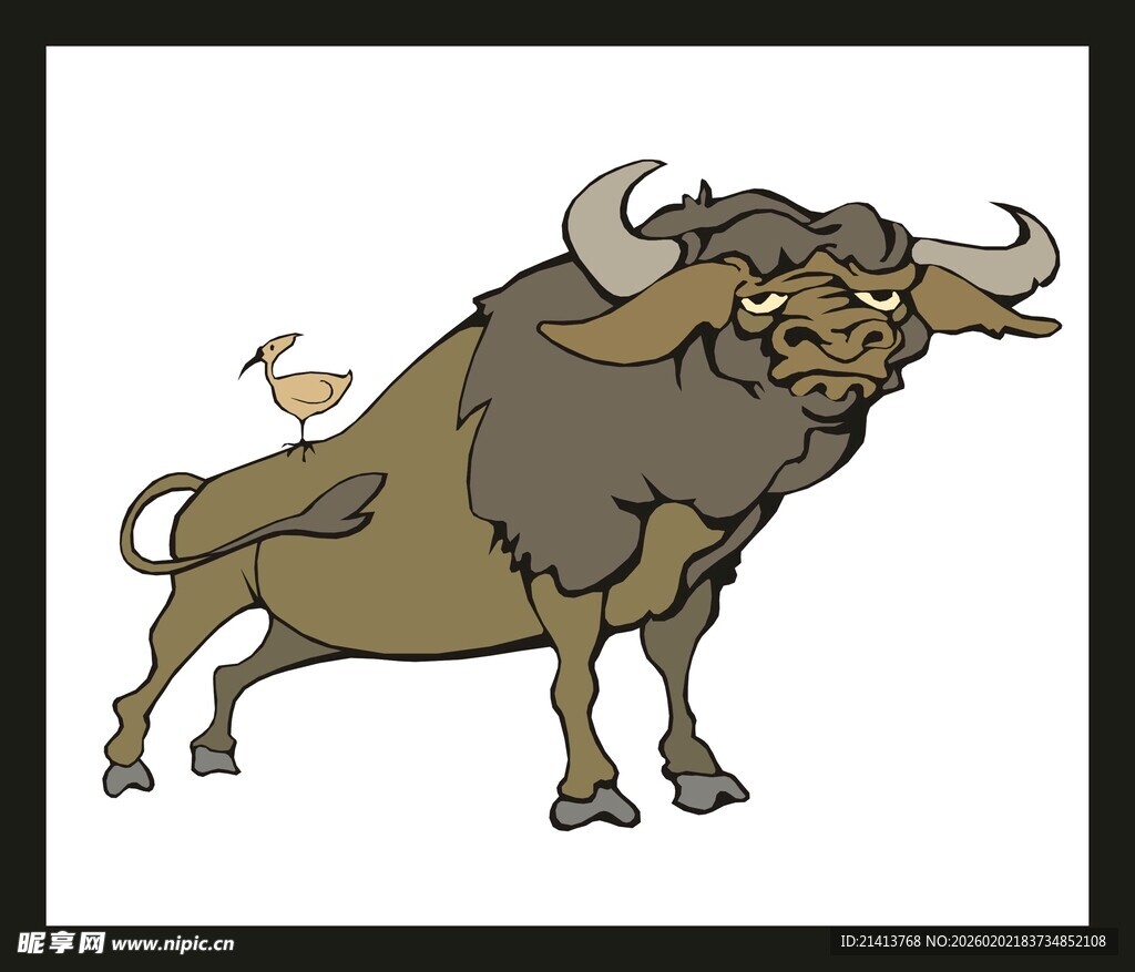 牛与小鸟相伴的温馨画面