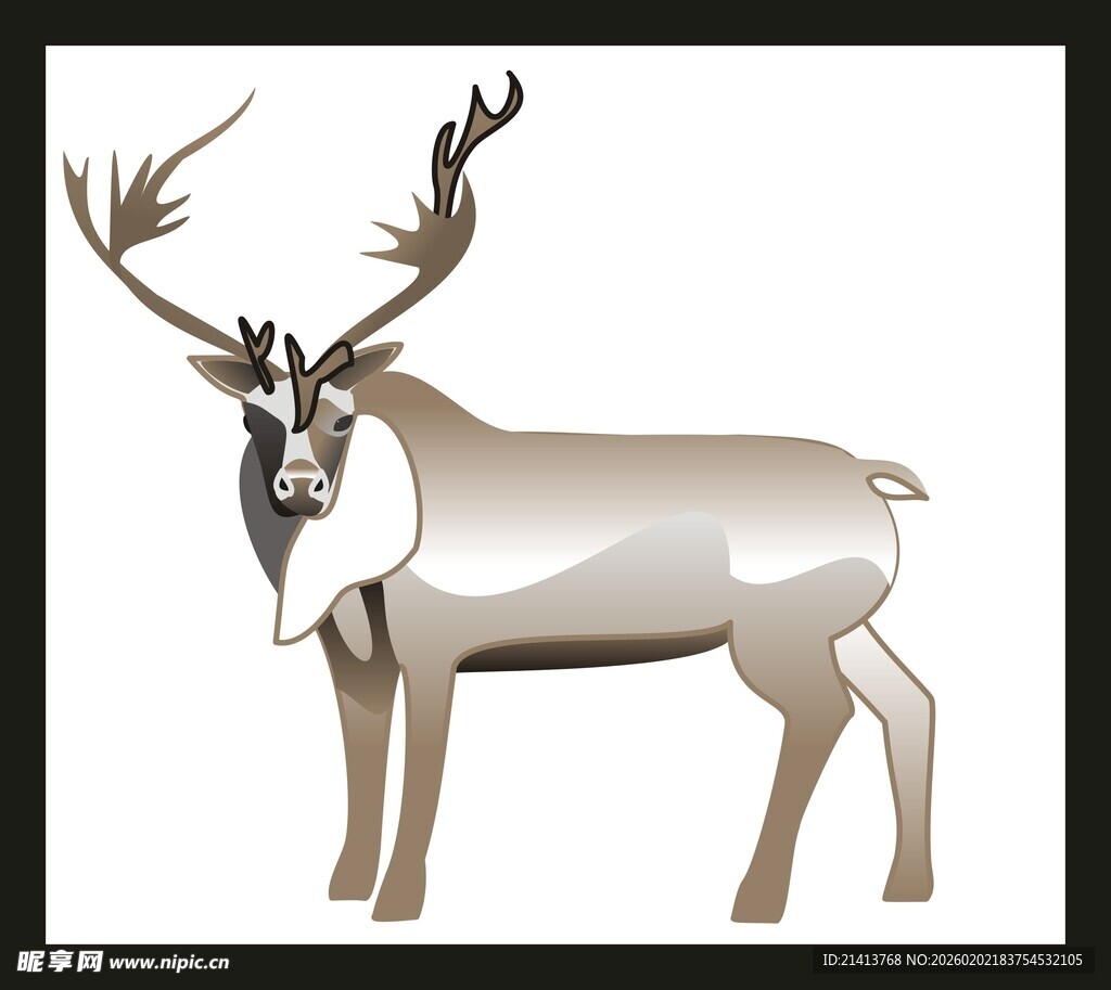 站立的银灰色驯鹿形象