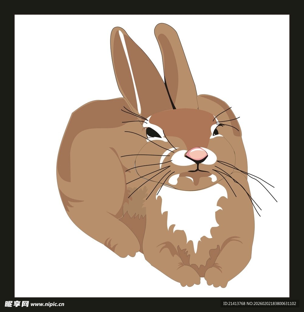 趴着的可爱棕色小兔子