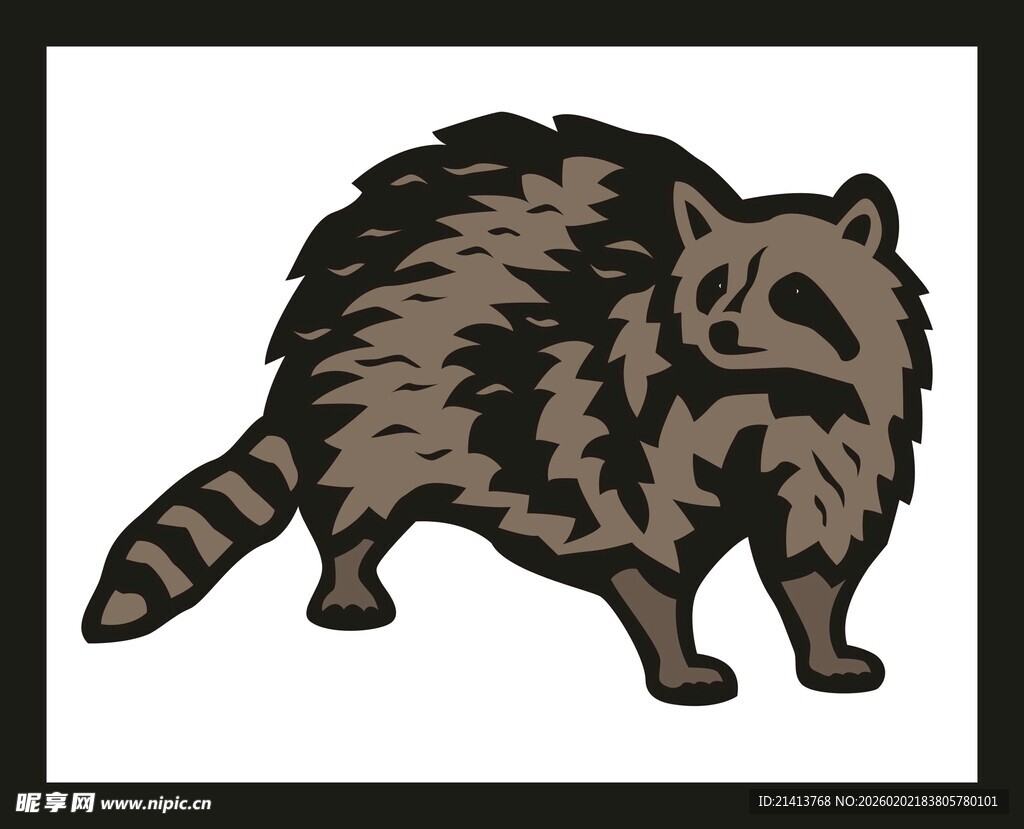 卡通形象的毛茸茸浣熊