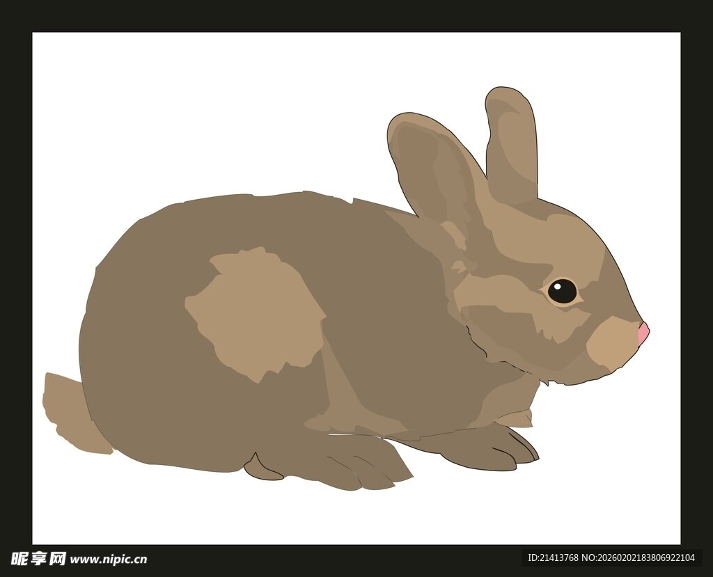 可爱棕色小兔子插画
