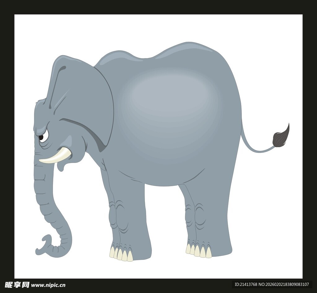 站立的灰色大象插画
