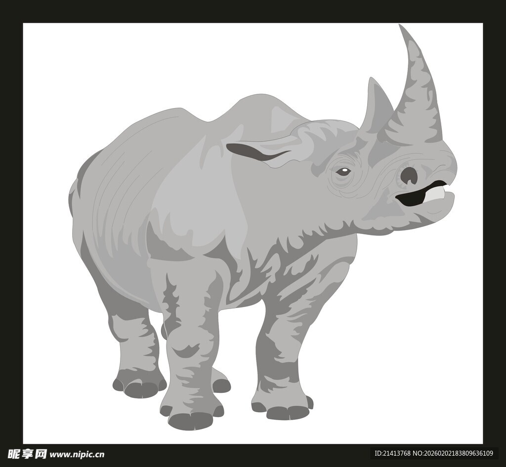 站立的犀牛插画