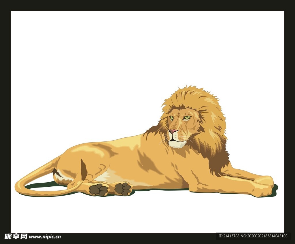 卧躺的雄狮插画
