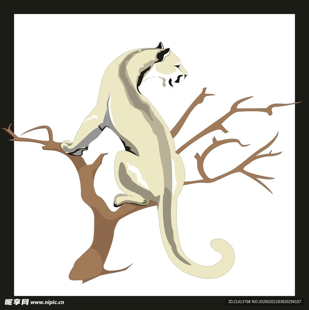 树枝上的优雅松鼠插画
